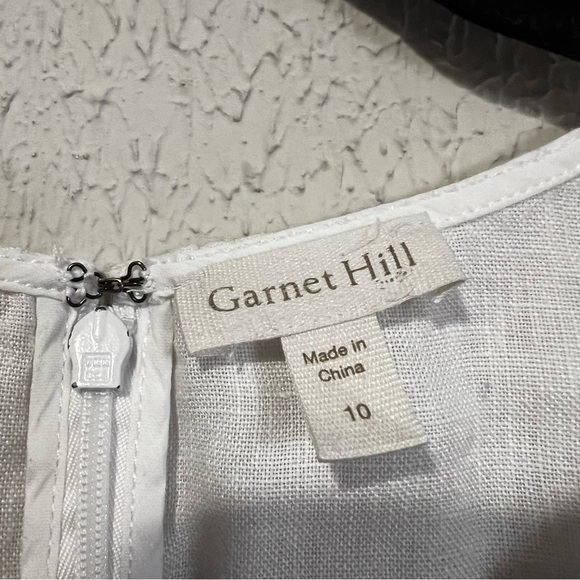Garnet Hill White 100% Linen Sleeveless Fringe Hem A line dress size 10 - Picture 9 of 16